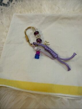 Purple Beaded Keychain Charm with Gold Hardware bag charm